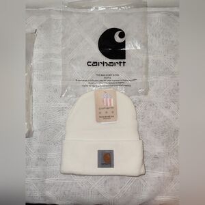 Carhartt White Beanie One Size Fits All Model A18 Knit Cuffed NEW